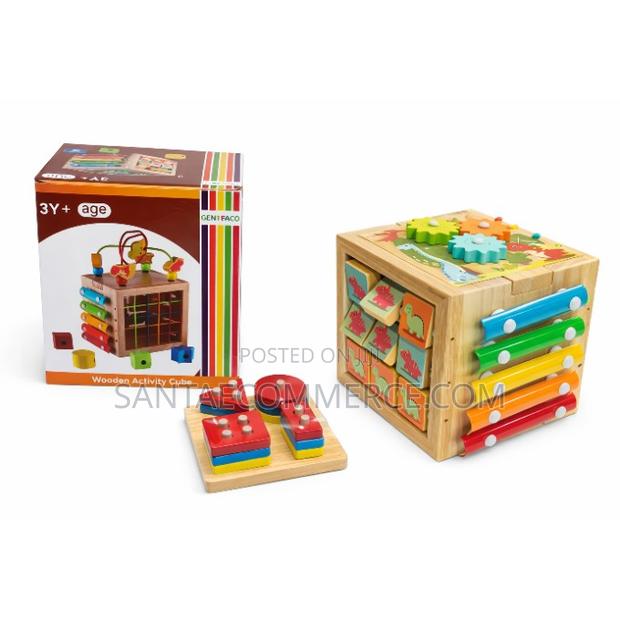 Wooden Activity Cube – Multi-Functional Educational Toy - main view
