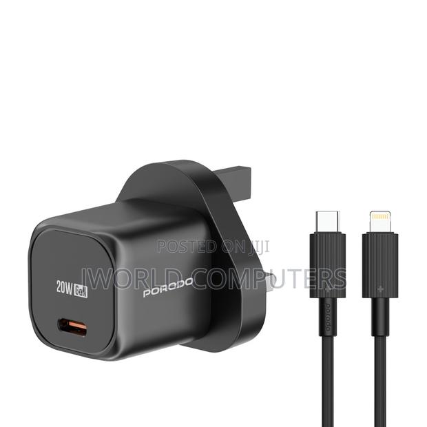 1-Port Usb-C Gan Charger (20w) Uk-Plug Black