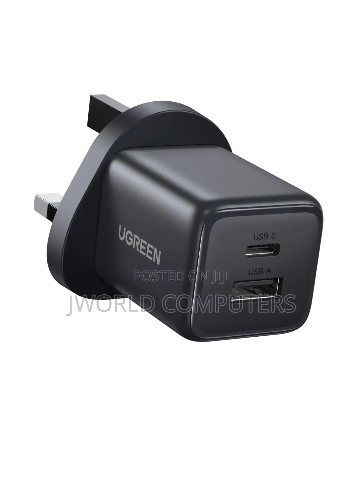 1-Port Usb-C Gan Charger (20w) Uk-Plug Black