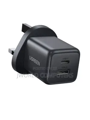1-Port Usb-C Gan Charger (20w) Uk-Plug Black