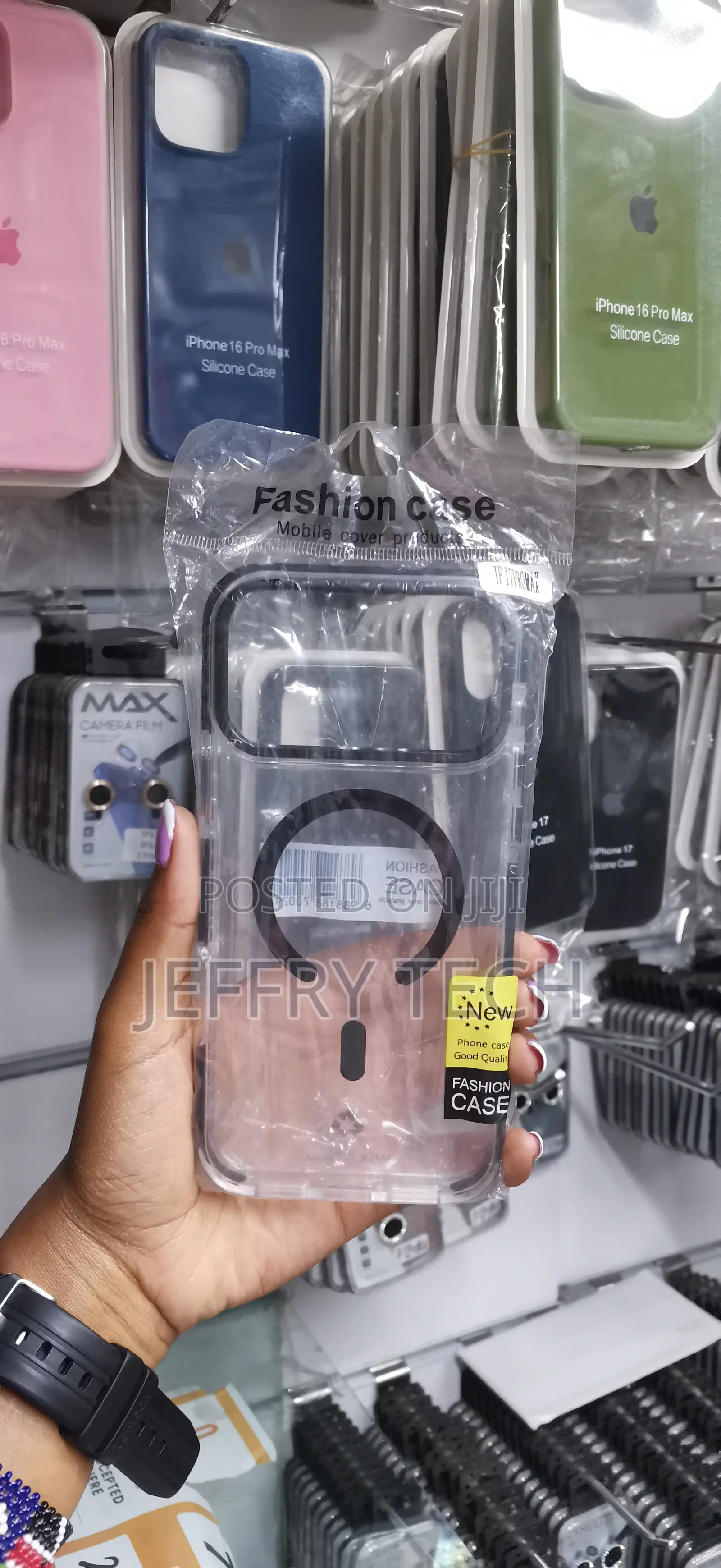 Flolab Magsafe Compatible iPhone 17 Pro Max Clear Case-Black