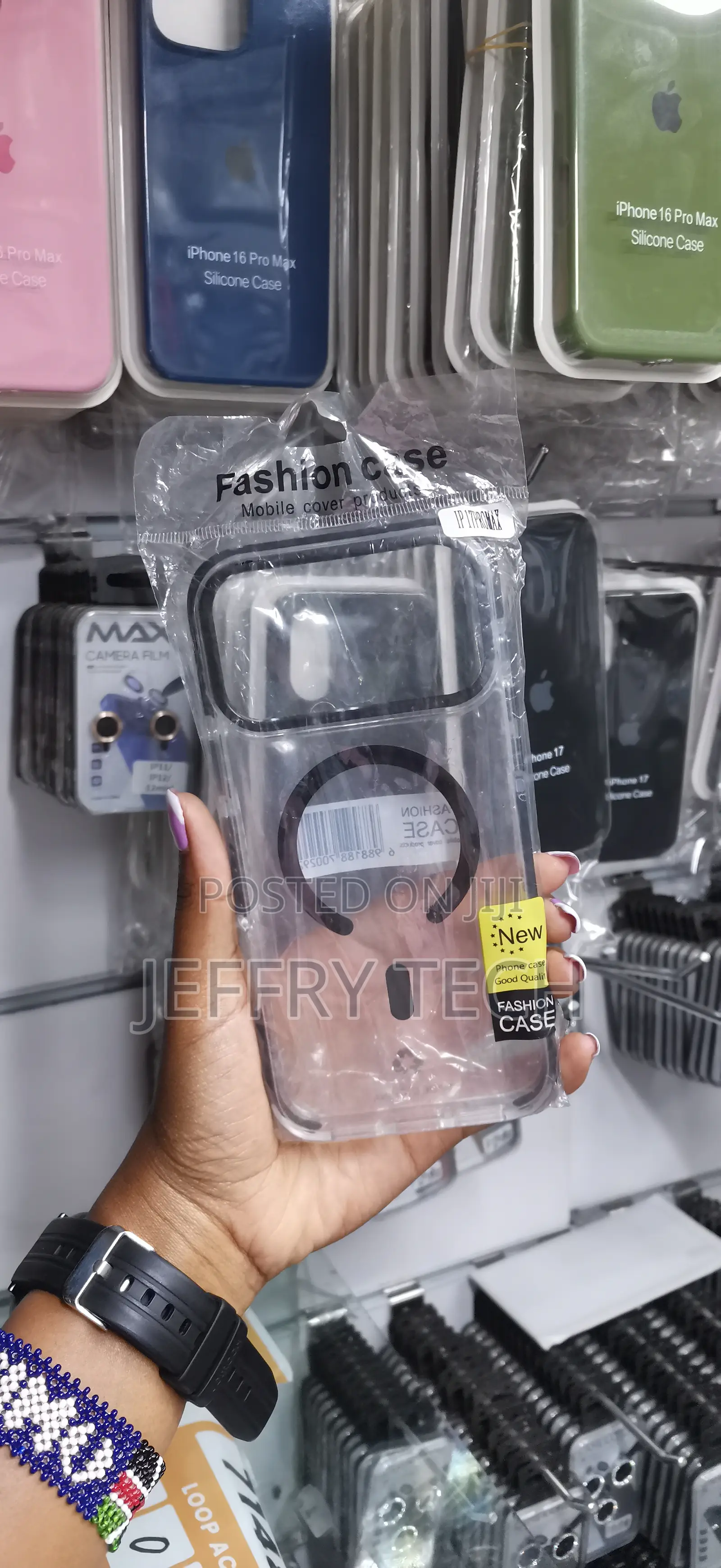 Flolab Magsafe Compatible iPhone 17 Pro Max Clear Case-Black