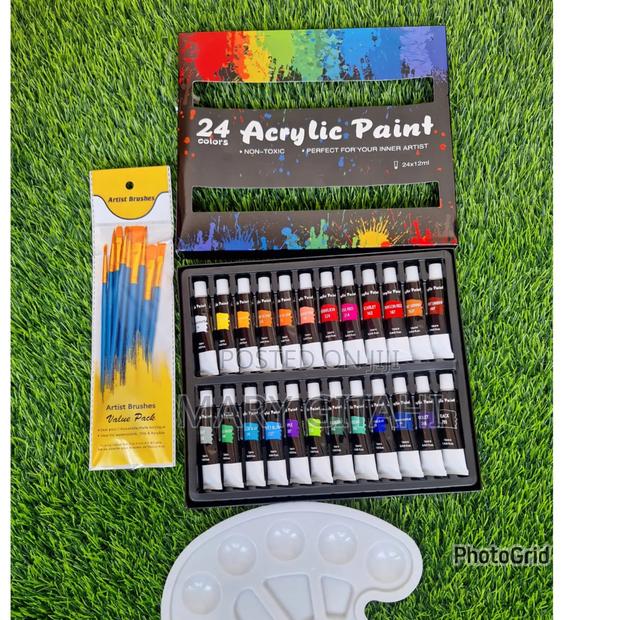 24pcs Acrylic Paint With Brushes - main view