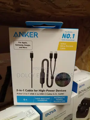 Anker 2-in-1 Usb-c To Usb-c Cable (4ft, 140w)