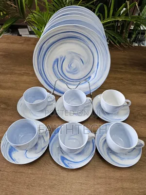 18 Pieces Ceramic Dinner Set Plate With Coffee Cup