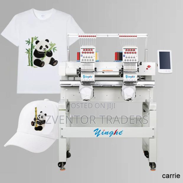 High-Speed 2 Head 12 Color Embroidery Machine for Garments Caps
