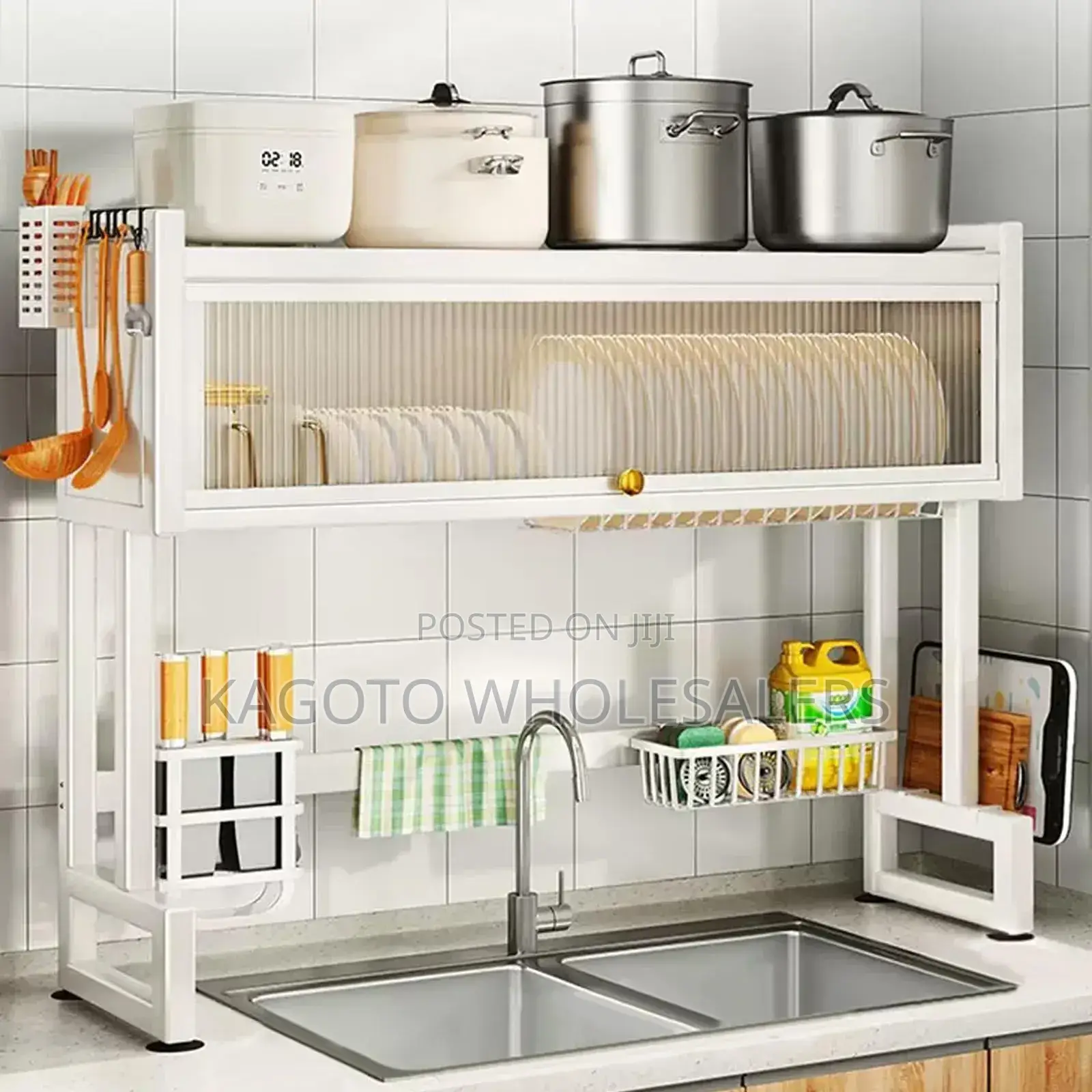 White Over The Sink Dish Rack