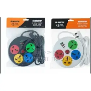Round Extension Cord , 2 Usb Ports 1 Type C Port