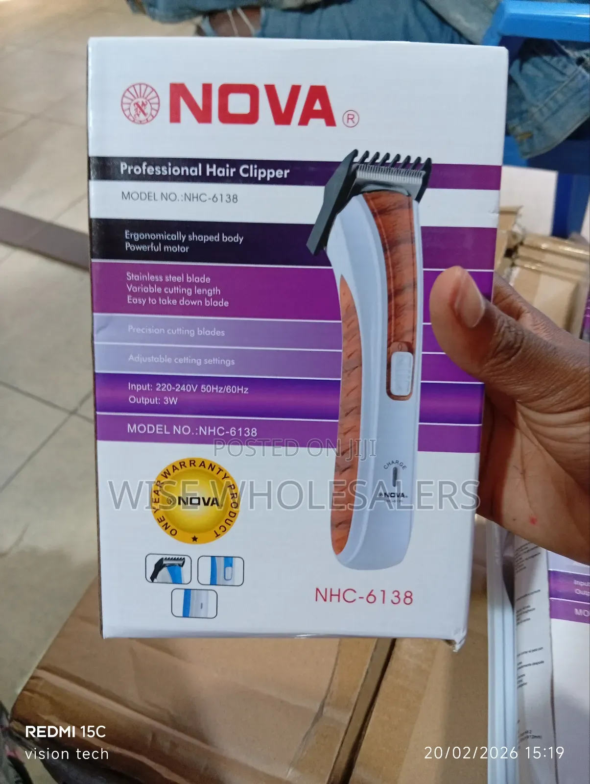 Nova Professional Hair Clipper, Model NHC-6138.