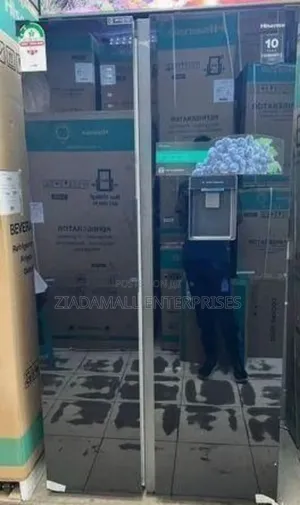 Black Hisense Side-by-Side Fridge 541l Water Dispenser Inverter Tech