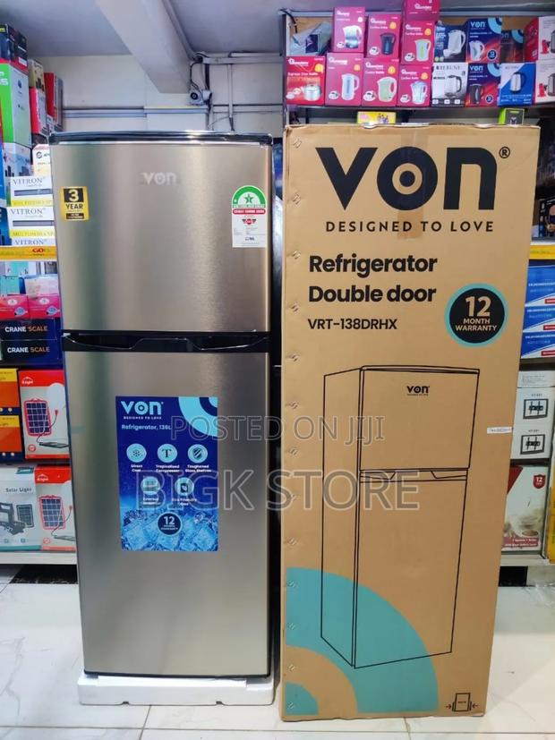 Von 138 Litres Fridge, Double Door With Dispenser - main view