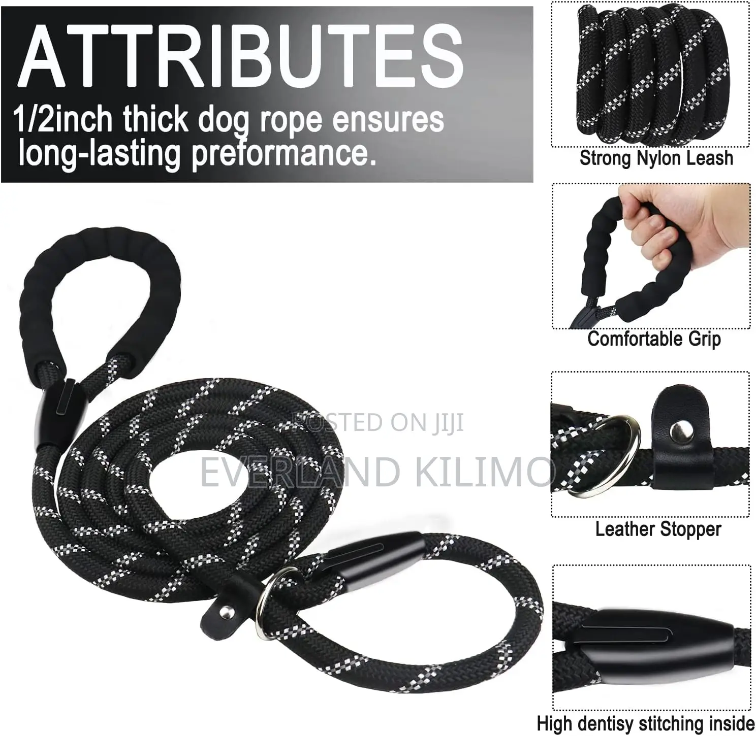 Strong Rope Slip Leash With Comfortable Padded Handle