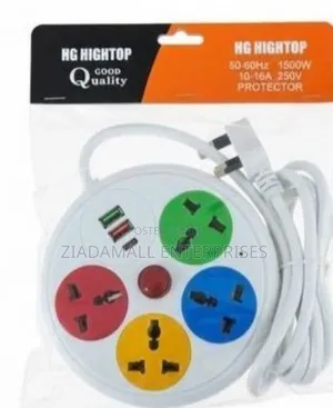 4-Way Round Extension Cord With Usb Type-C Fast Charging