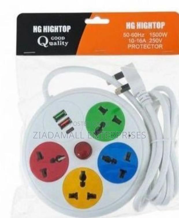 4-Way Round Extension Cord With Usb Type-C Fast Charging