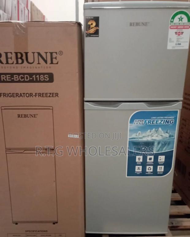 Rebune 118l Compact Double Door Fridge