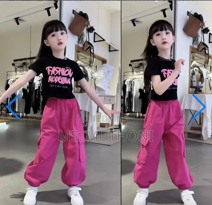 Girls 2 Pc Cargo Pants Top (5-13 Yrs)