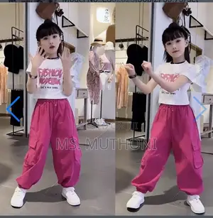 Girls 2 Pc Cargo Pants Top (5-13 Yrs)
