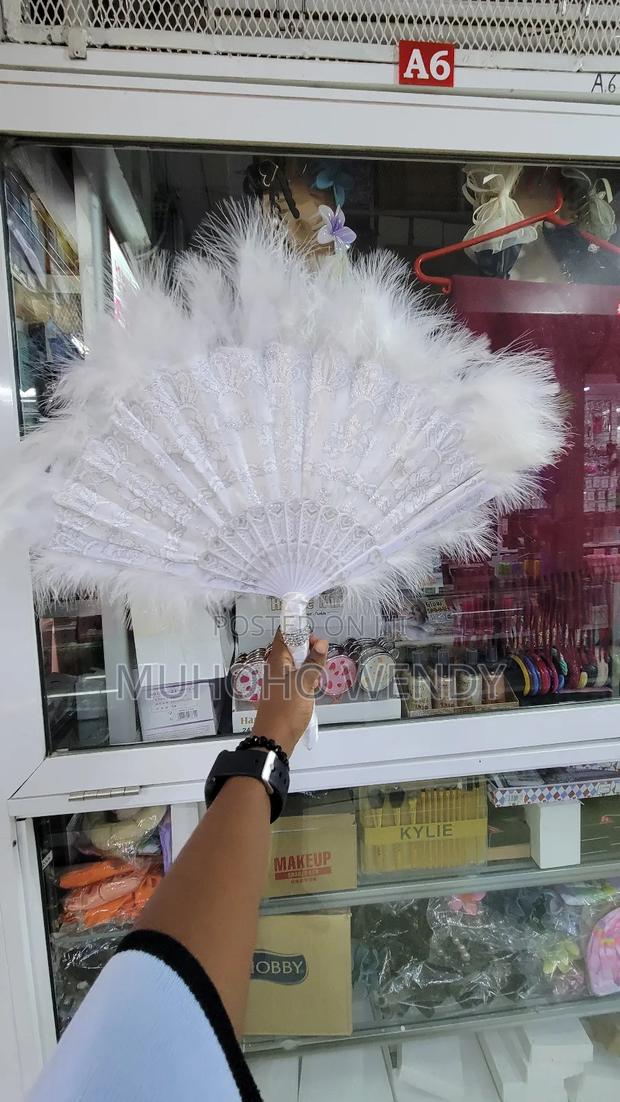 White One - Sided Feather Fan - thumbnail 5