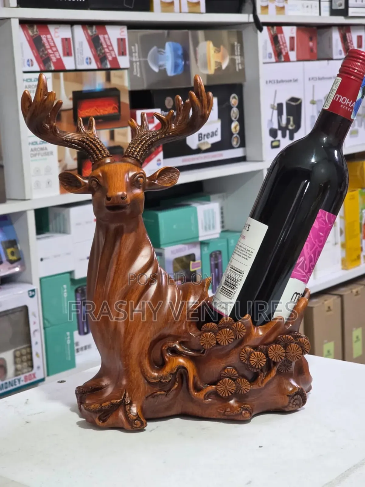 Deer Head Decorative Sculpture Wine Rack