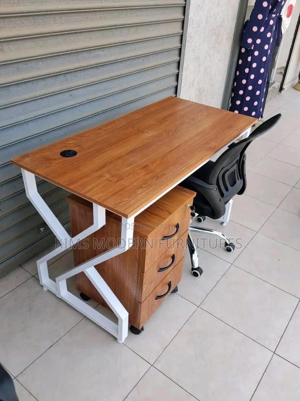 Office Table 1.2m + Locable Drawers + Mesh Chair - main view