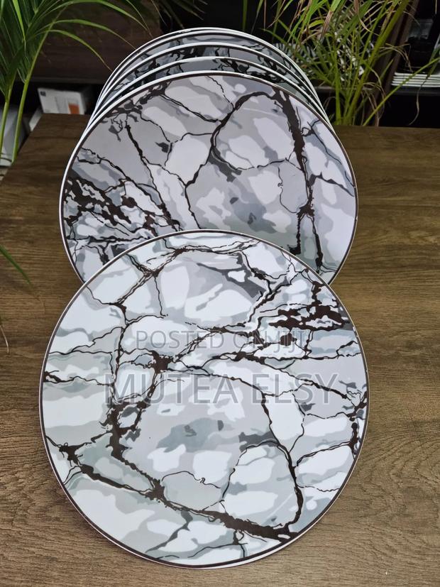 Grey,Black White 6 PCS High Quality Ceramic Dinner Plates - main view