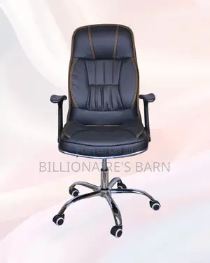 Black Executive Leather Chair | Rolling Comfort for Busy Workdays |