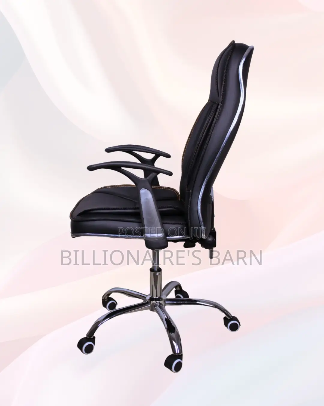Black Executive Leather Chair | Rolling Comfort for Busy Workdays |