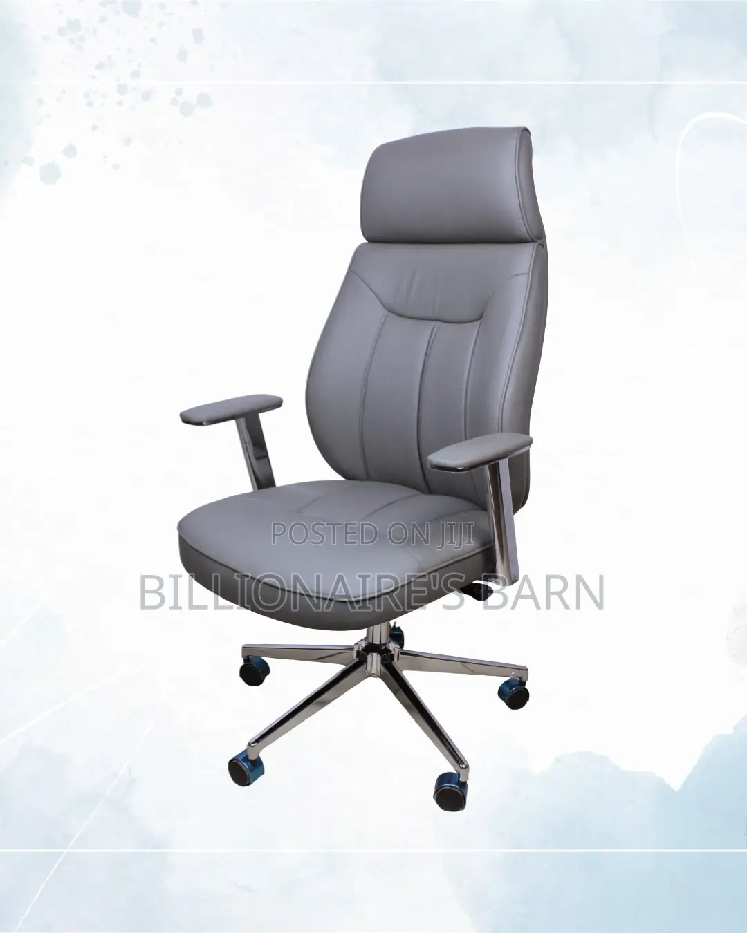 Grey Executive Office Chair | Rolling Comfort for Busy Workdays |