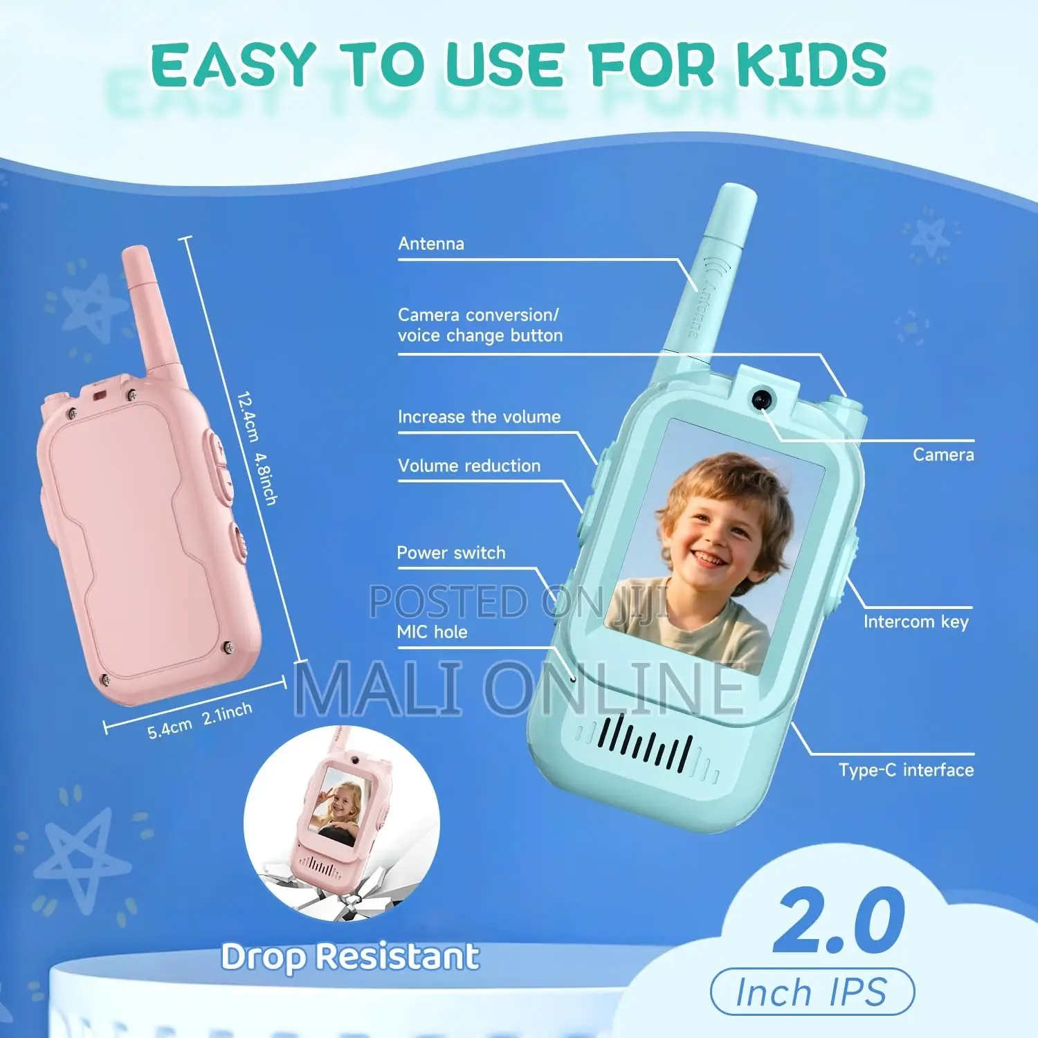 Kids Video Walkie Talkies With Camera Rechargeable Toy Radios 2 Pack