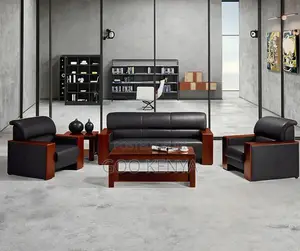 Office Sofa; Executive 5-seater Leather Waiting Area Sofa For Office