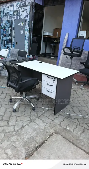 1.2 Mtrs Top White Office Desk Plus Secretarial Office Chair