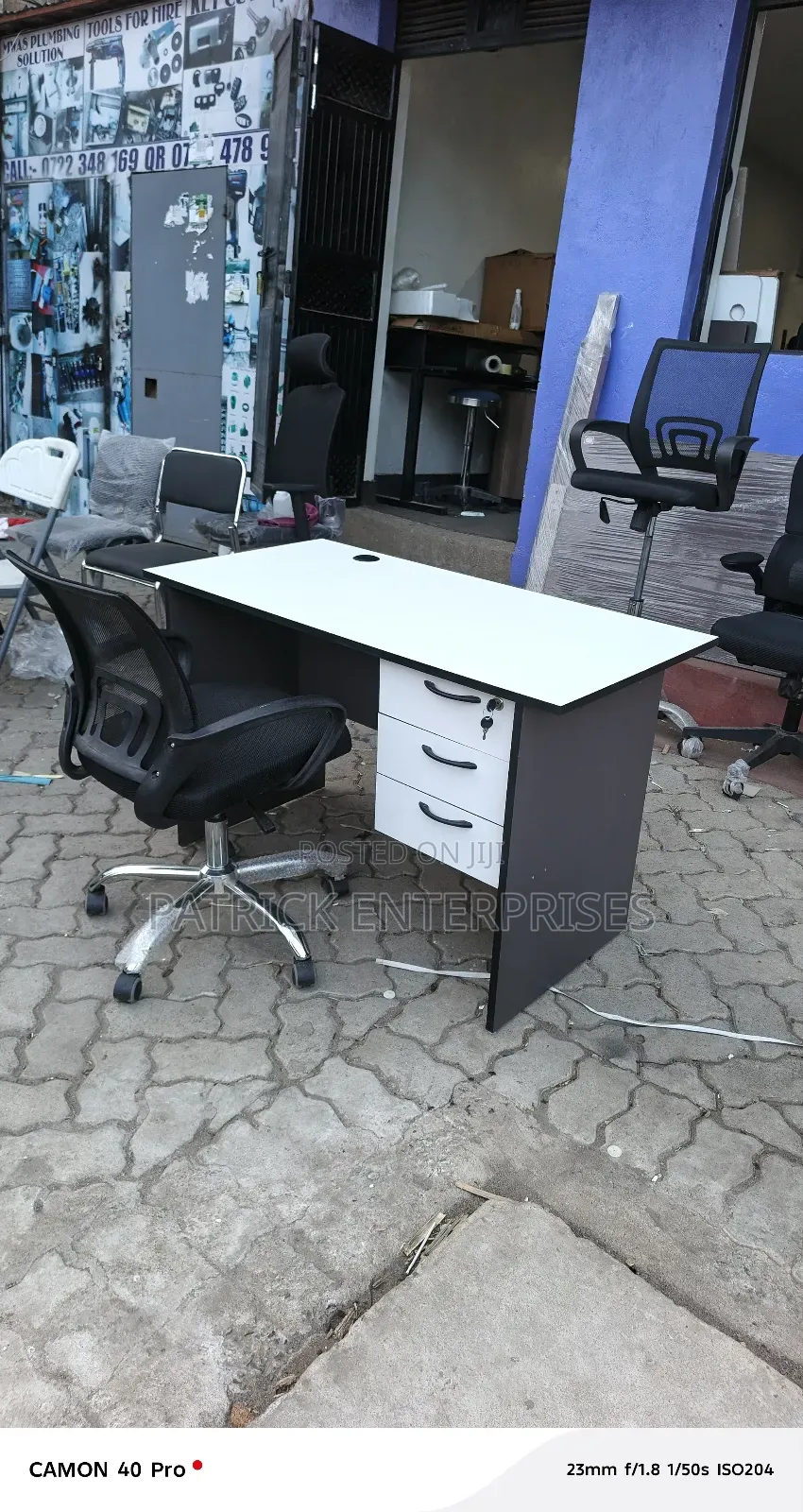 1.2 Mtrs Top White Office Desk Plus Secretarial Office Chair