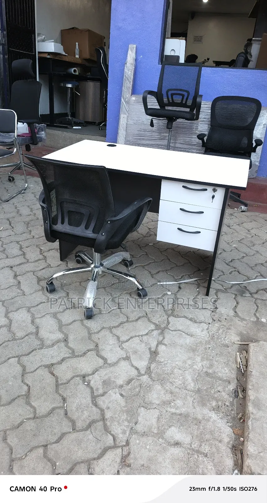 1.2 Mtrs Top White Office Desk Plus Secretarial Office Chair