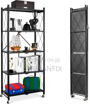 Heavy Foldable Multipurpose Rack With Shelves Wheels/ Kitchen Rack