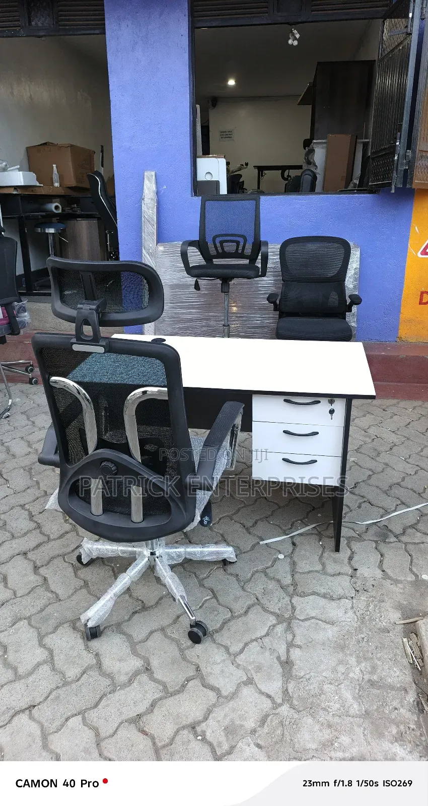 1.2 Mtrs Top White Office/Study Desk Plus High Back Office Chair