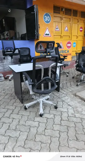 1.2 Mtrs Top White Office/Study Desk Plus High Back Office Chair