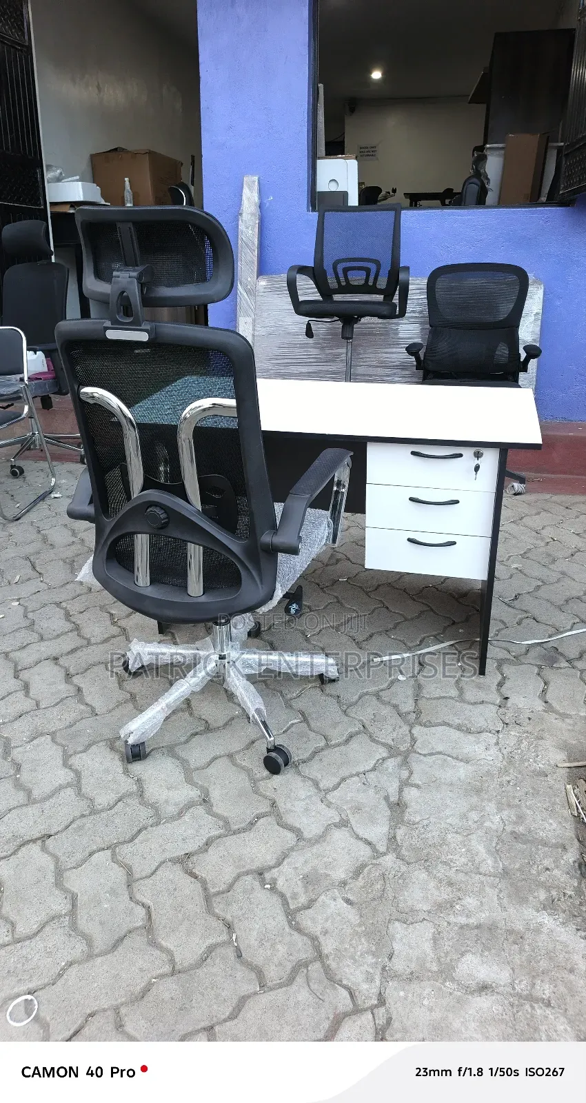 1.2 Mtrs Top White Office/Study Desk Plus High Back Office Chair