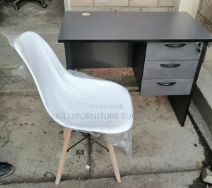 1m Grey Desk and Earms Chair