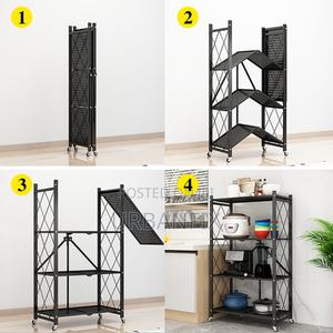 4 Tier Foldable Storage Shelves With Wheels and Large Shelving Unit - main view