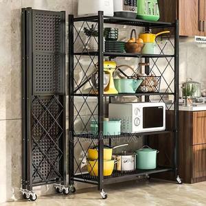 4/5 Tier Heavy-Duty Foldable Multifunctional Kitchen Rack With Wheels - main view