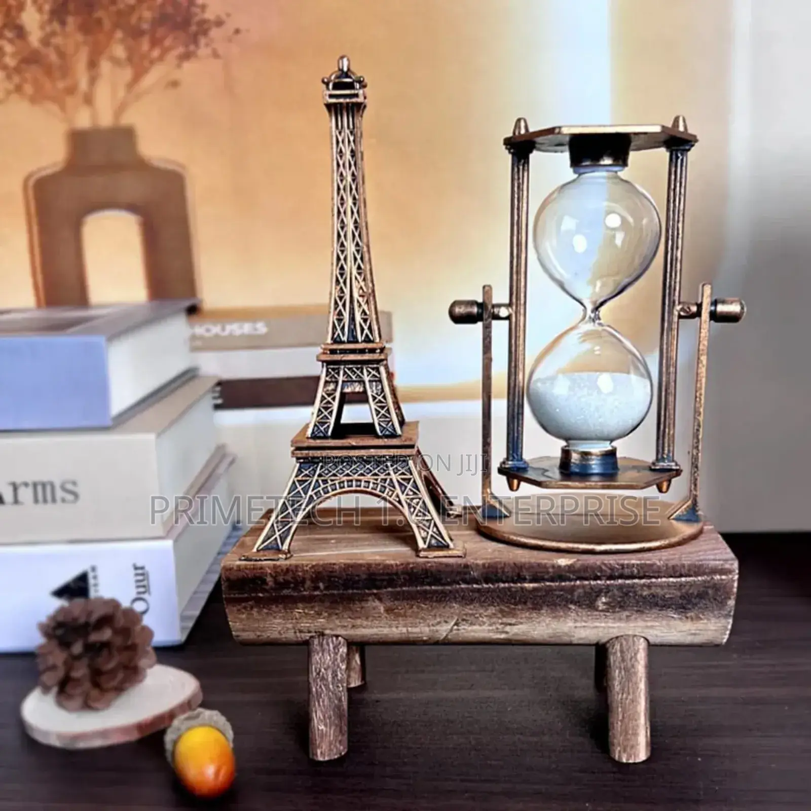 Hour Glass With Eiffel Tower Home Decoration