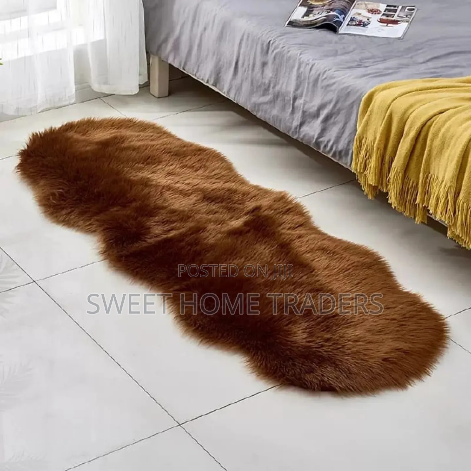 Brown Fluffy Bedside/Dashboard Mat