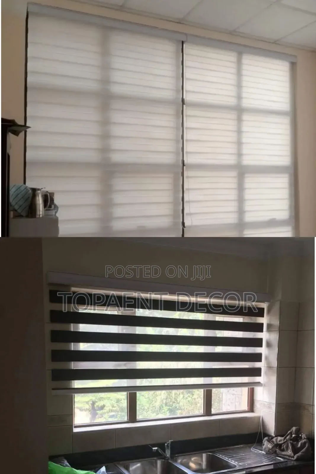 White And Black Office And House Kitchen Horizontal Blinds