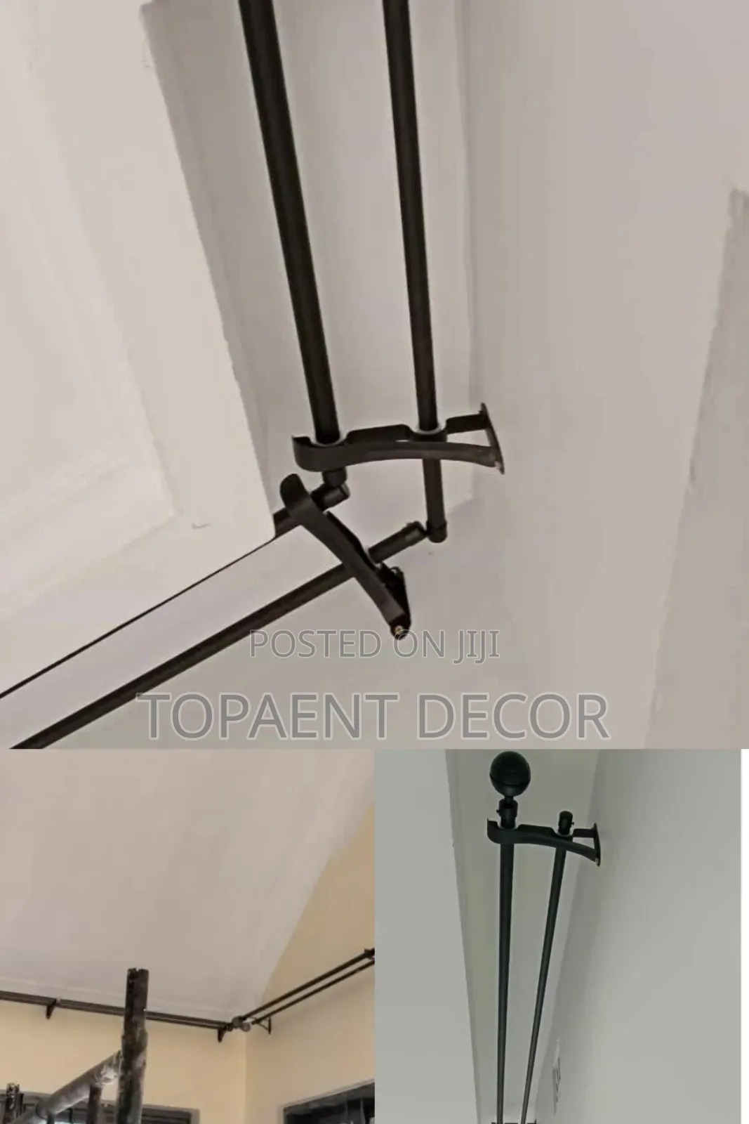 Non Breakable  Double Black Curtain Rod And Sheer Rod
