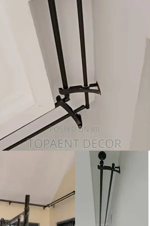 Non Breakable  Double Black Curtain Rod And Sheer Rod