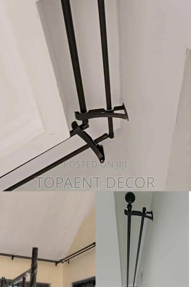 Non Breakable Double Black Curtain Rod And Sheer Rod - main view