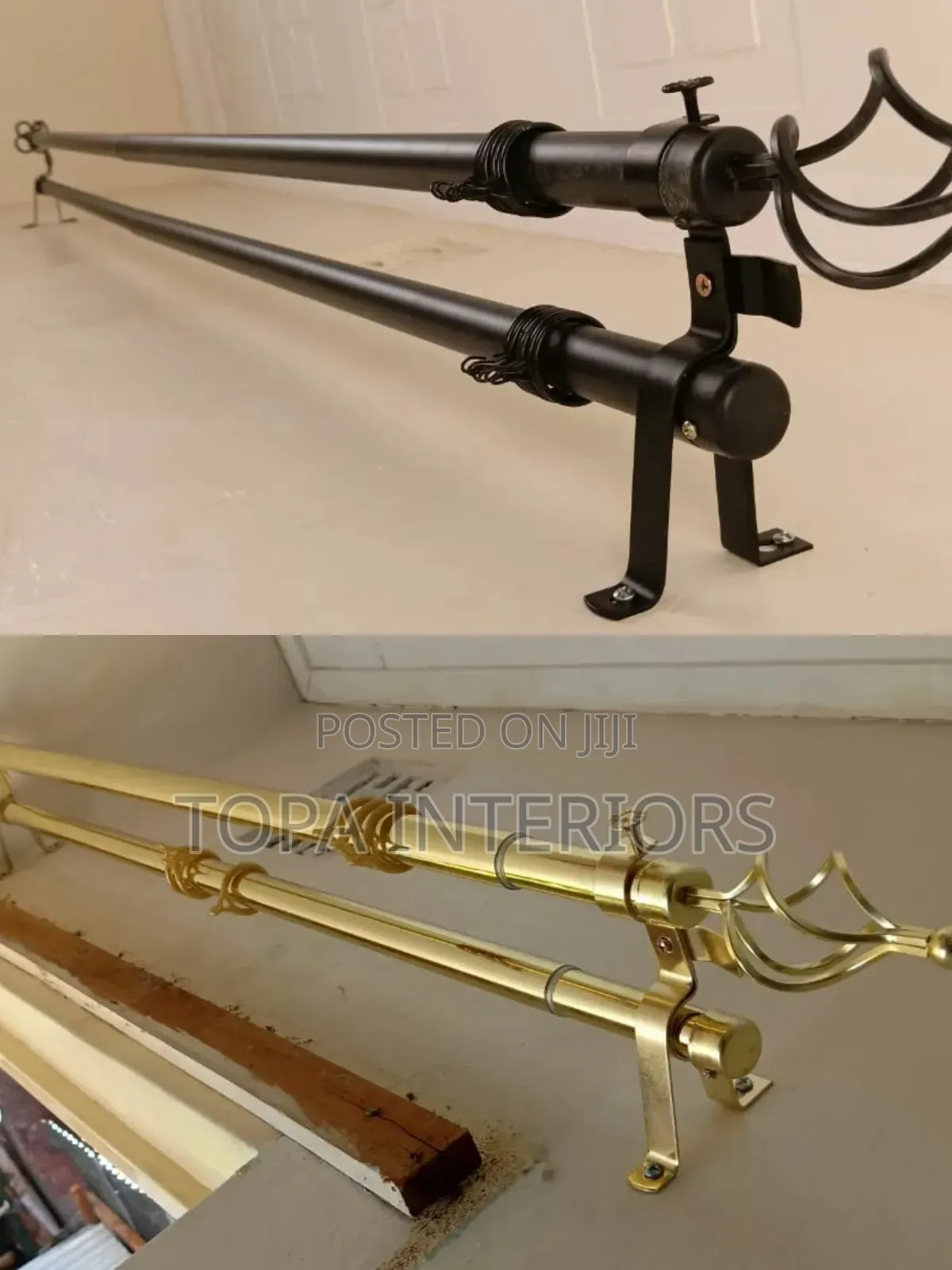 2m Double Adjustable Drapery Curtain Rods Set