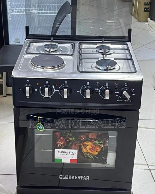 Black Globalstar Jet 3+1 60×60 Cooker With Electric Oven