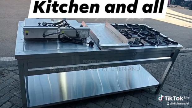 Commercial Stainless Four Four Burner Combined