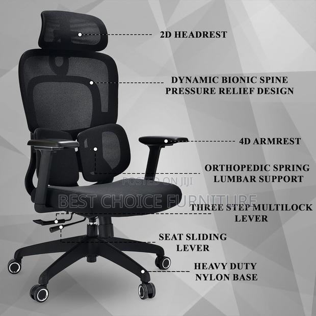 Office Chairs; Adjustable Executive Mesh Chair With Lumbar Support - thumbnail 12